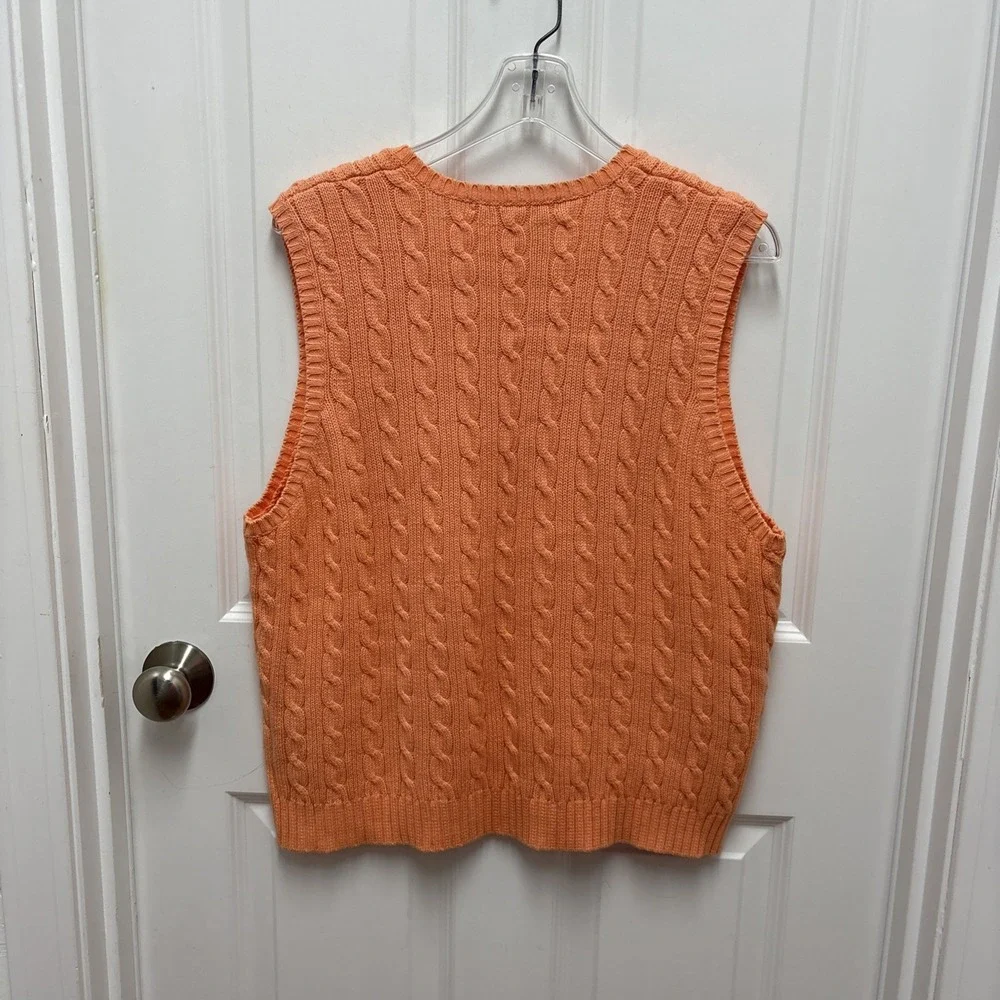 Woman's‎ Ralph Lauren Golf Peach Cable Knit Sleeveless Cotton Vest